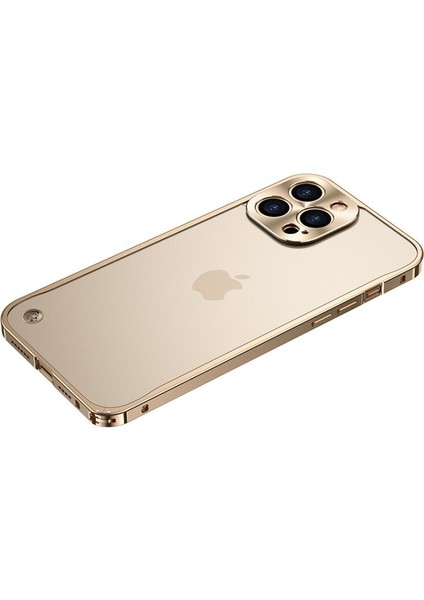 Hello-U iPhone 12 Pro Max Için Temperli Cam + Metal Mat Telefon Kılıfı - Gümüş (Yurt Dışından)