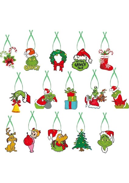 15 Adet 1 Paket Noel Dekorasyon Etiketi Noel Ağacı Kolye Süsü Glynch Tema Parti Asılı Cazibe Hediye Etiket Tarzı Rastgele Renk (Yurt Dışından)