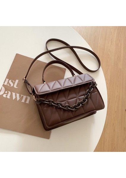Basit Doku Tek Omuz Crossbody Çanta Retro El Küçük Kare Çanta (Yurt Dışından)
