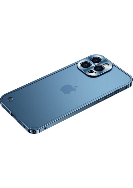 Hello-U iPhone 12 Pro Max Için Temperli Cam + Metal Mat Telefon Kılıfı - Gümüş (Yurt Dışından)