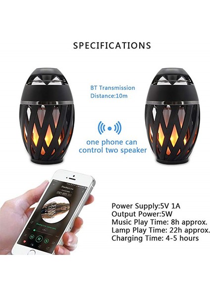 Tws Bluetooth Hoparlör Taşınabilir Alevli Müzik Çalar (Yurt Dışından)