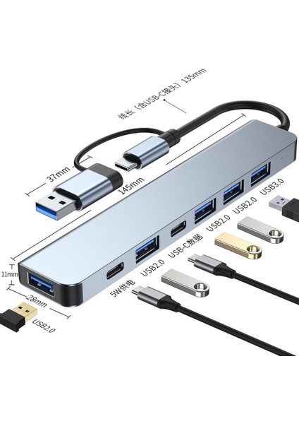 Hub One Drag Seven 3.0 Dizüstü Bilgisayar Typec Ayırıcı USB Uzantısı (Yurt Dışından)