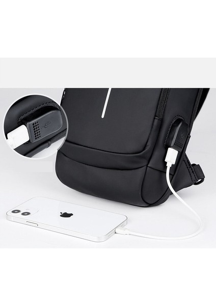 Erkek Çantası Omuz Çapraz Askılı Çanta Çok Fonksiyonlu Spor Eğimli Asılı Göğüs Sırt Çantası USB Şarj Portu Hırsızlık Önleyici Göğüs Çantası (Yurt Dışından)