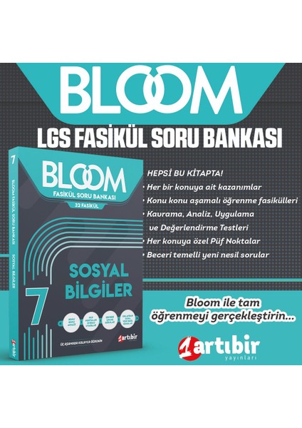 7. Sınıf Sosyal Bilgiler Bloom 32 Fasikül Soru Bankası (Kolaydan Zora Yeni Nesil Sorular)