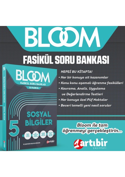 5. Sınıf Sosyal Bilgiler Bloom 32 Fasikül Soru Bankası (Kolaydan Zora Yeni Nesil Sorular)
