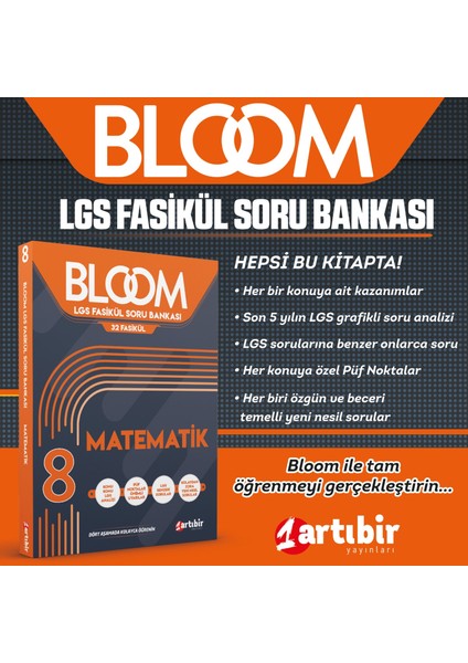 Artıbir Yayınları 8. Sınıf 4'lü Bloom LGS Tüm Dersler Set 32 Fasikül Soru Bankası (Kolaydan Zora Yeni Nesil Sorular)