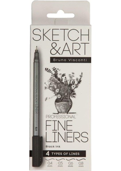  Bruno Visconti Sketch Art Professional 4'lü Fineliners Black 36-0032