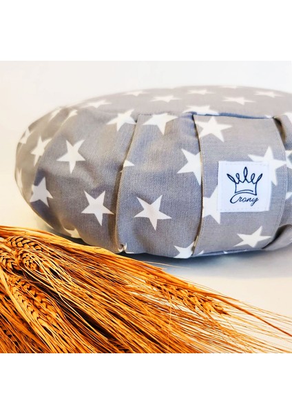 Yoga Minderi Karabuğday Kabuk Dolgulu Meditasyon Minderi Gri Yıldızlı