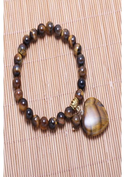 Doğal Taş Kaplangözü Kalpli Bileklik