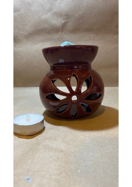 Buhardanlık Ebru Boyama Lotus Çiçeği Seramik Buhurdanlık Hand Made El Işi