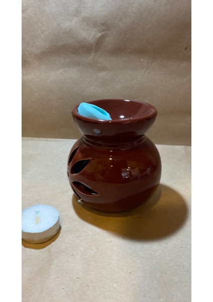 Buhardanlık Ebru Boyama Lotus Çiçeği Seramik Buhurdanlık Hand Made El Işi