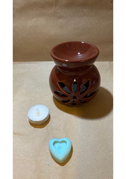 Buhardanlık Ebru Boyama Lotus Çiçeği Seramik Buhurdanlık Hand Made El Işi