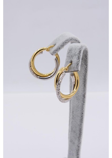 14 Ayar Altın Halka Küpe Kalemli Model Kadın Küpe