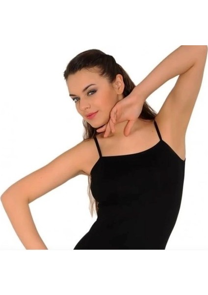 Bayan Ribana Ip Askılı Siyah Atlet, 6'lı Paket