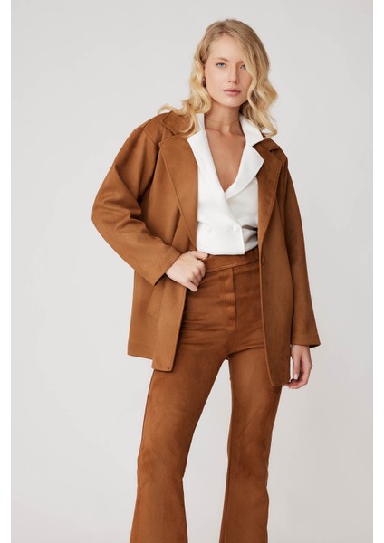 Tek Düğme Cepli Süet Ceket fiyatları