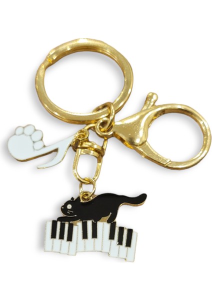 Harmonie De Chats Hediyelik Müzik ve Kedi Figürlü Emaye Metal Anahtarlık