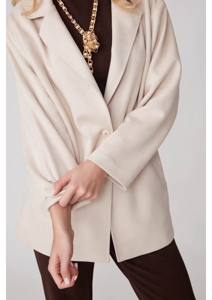 Tek Düğme Cepli Süet Ceket fırsatları