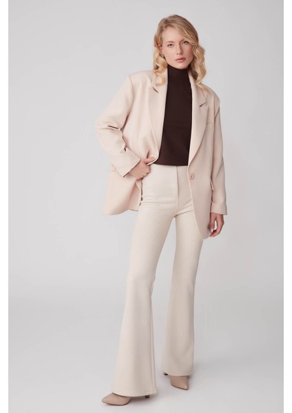 Tek Düğme Vatkalı Oversize Blazer Ceket