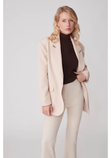 Tek Düğme Vatkalı Oversize Blazer Ceket