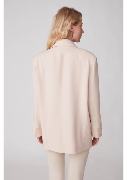 Tek Düğme Vatkalı Oversize Blazer Ceket