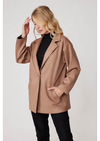 Tek Düğme Cepli Süet Ceket modelleri