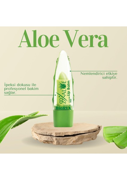 Dudak Balmı %99 Aloe Vera Color Free Renksiz Nemlendirici Vegan Cilt Bakım 3,5 gr