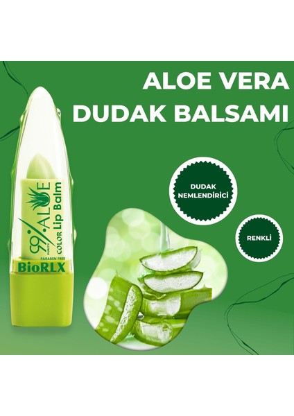 Dudak Balmı %99 Aloe Vera Color Renkli Nemlendirici Vegan Cilt Bakım 3,5 gr fırsatları