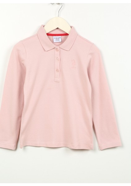 Pembe Kız Çocuk Polo Yaka Uzun Kollu Sweatshirt TP01-SK023