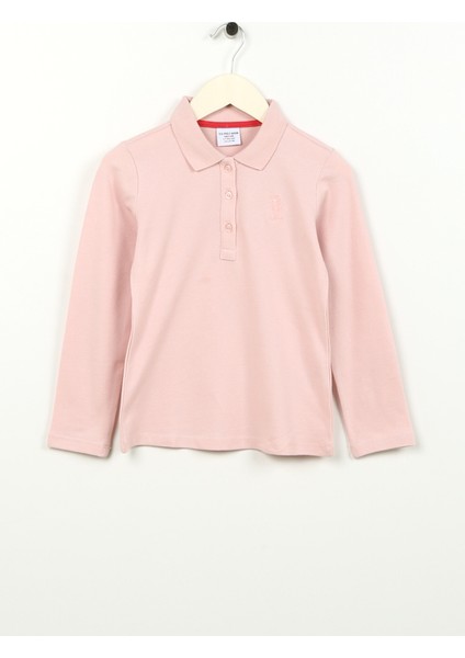 Pembe Kız Çocuk Polo Yaka Uzun Kollu Sweatshirt TP01-SK023