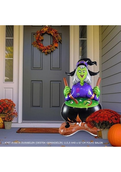 Halloween Cadı Kazanı Folyo Balon 113X67 cm 1 Adet fiyatları