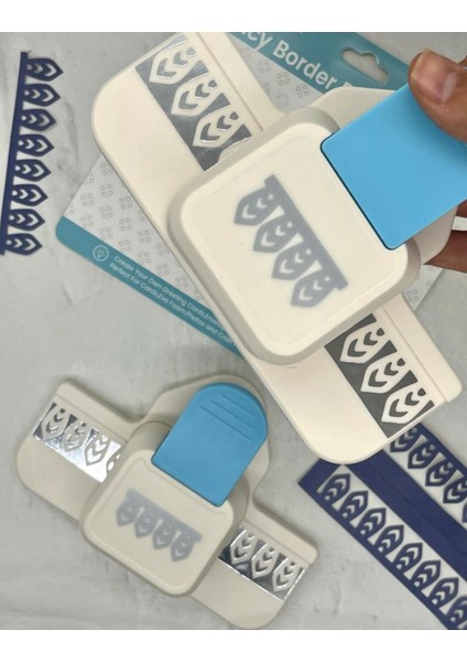 Şık Kamei Mavi 4'lü Şerit Salkım Desenli Büyük Süsleme Delgeci fiyatları