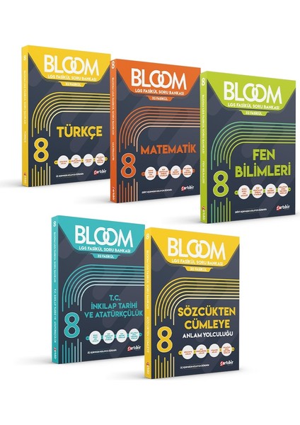 8. Sınıf 5'li Bloom LGS Tüm Dersler Set 32 Fasikül Soru Bankası (Kolaydan Zora Yeni Nesil Sorular)
