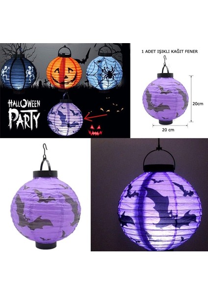 Halloween 20 cm LED Işıklı Yarasa Desenli Mor Renk Kağıt Japon Feneri 1ADET fiyatları