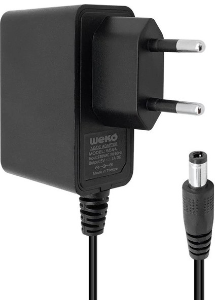 Weko 5 Volt - 2 Amper - 10 Watt 5.5*2.5 Uçlu Yerli Üretim Plastik Kasa Priz Tipi Adaptör