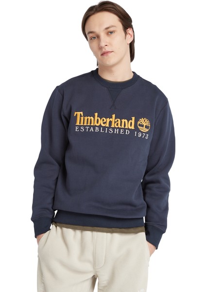Embroidery Logo Brush Back Erkek Lacivert Sweatshirt