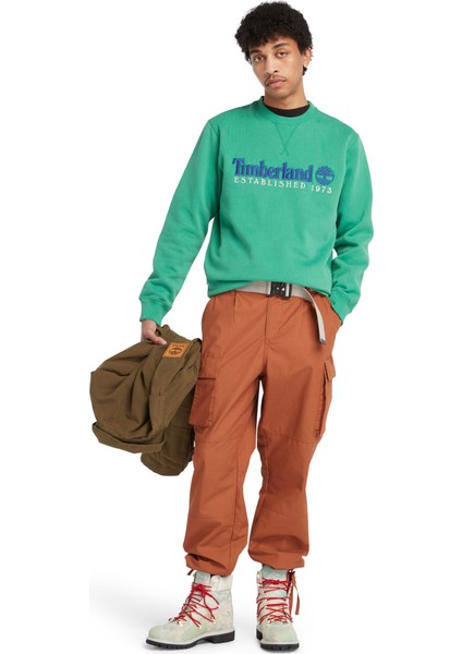 Embroidery Logo Brush Back Erkek Yeşil Sweatshirt fiyatları