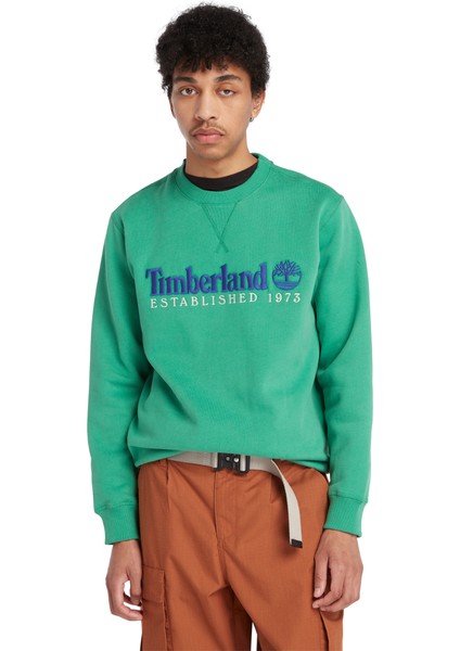Embroidery Logo Brush Back Erkek Yeşil Sweatshirt modelleri