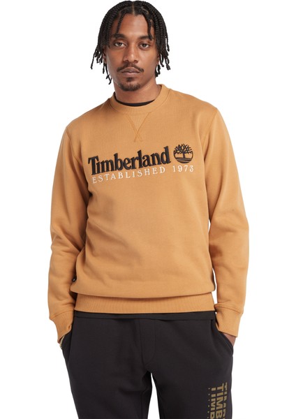 Embroidery Logo Brush Back Erkek Sarı Sweatshirt