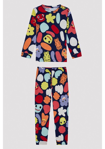 Erkek Çocuk Creatures Termal Lacivert Pijama Takımı