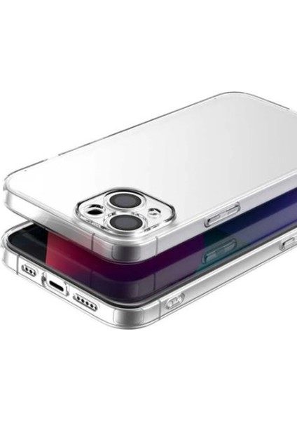 Iphone 15 Plus Kılıf Silikon Kamera Lens Korumalı Şeffaf + Ekran Koruyucu