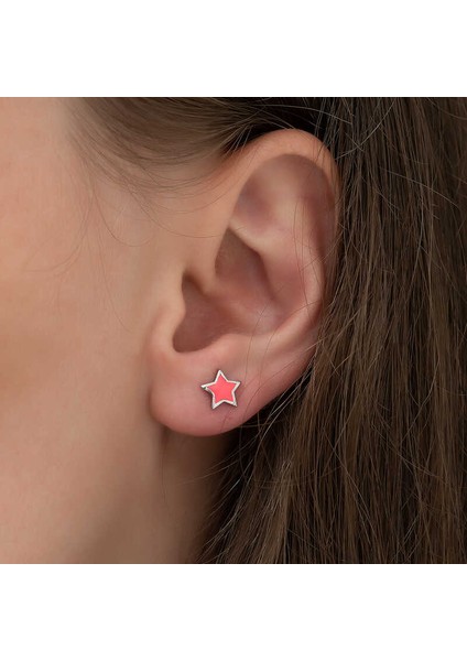 925 Ayar Gümüş Fosforlu Pembe Yıldız Küpe fiyatları