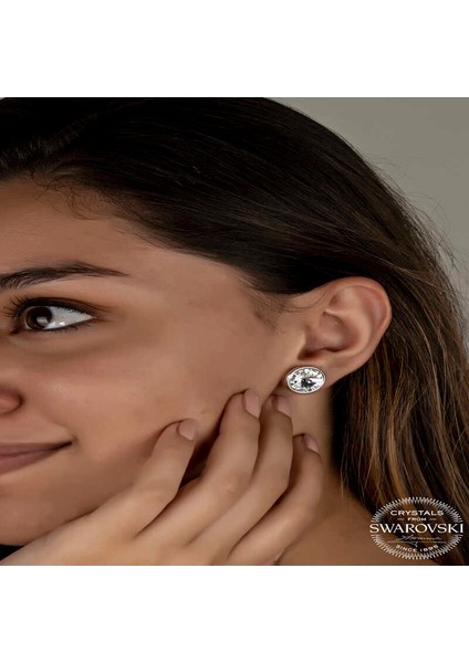 Swarovski Crystal Taşlı 925 Ayar Gümüş Çivili Kadın Küpe fiyatları