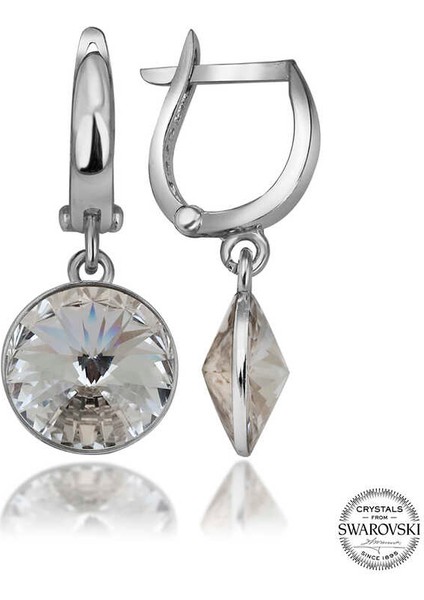 Swarovski Crystal Taşlı 925 Ayar Gümüş Beyaz Sallantılı Kadın Küpe