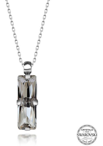 Swarovski Crystal Taşlı Baget 925 Ayar Gümüş Kadın Kolye