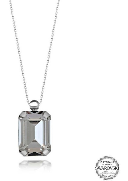 Swarovski Crystal Taşlı Baget 925 Ayar Gümüş Kadın Kolye