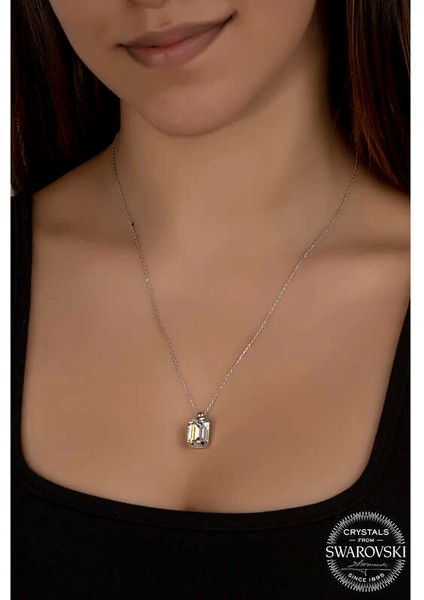 Swarovski Crystal Taşlı Baget 925 Ayar Gümüş Kadın Kolye fiyatları