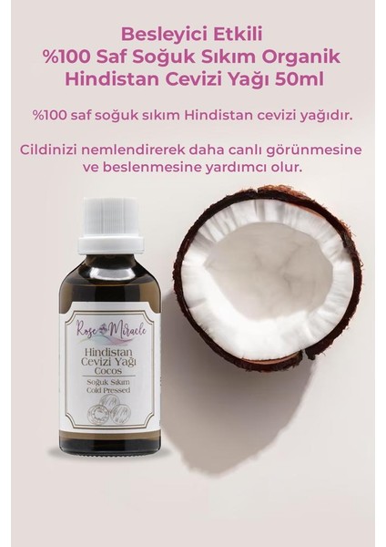 Hindistan Cevizi Yağı 50ml Besleyici Etkili %100 Saf Soğuk Sıkım Organik fiyatları