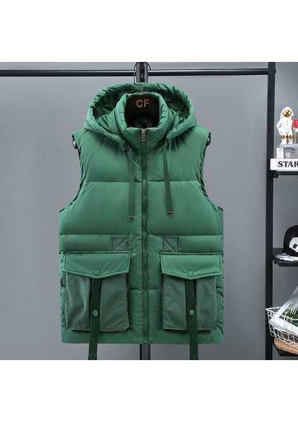 Yeni Aşağı Pamuklu Yelek Erkek Sonbahar ve Kış Kalınlaşmış Öğrenci Kapüşonlu Yelek Ceket Moda Yelek Sıcak Yelek (Yurt Dışından)