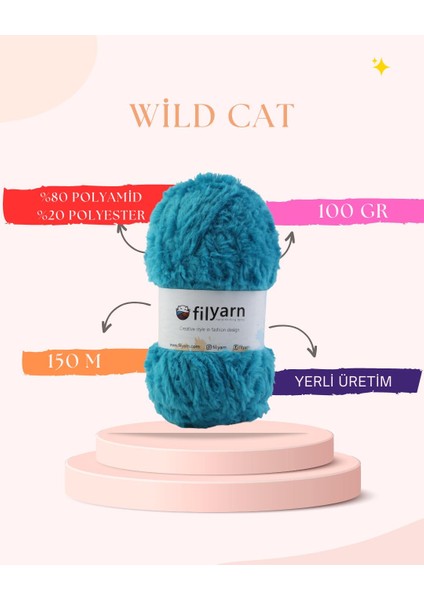 Mavi Wild Cat Sakallı Örgü İpi