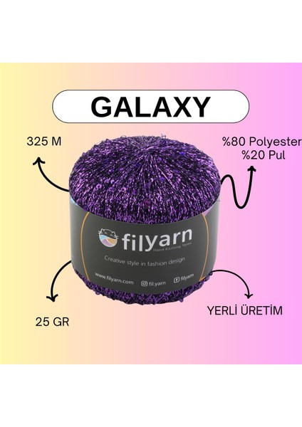 Lila Galaxy Simli Pullu Örgü İpi